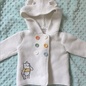 Winnie the Pooh baby sweater with colorful buttons
